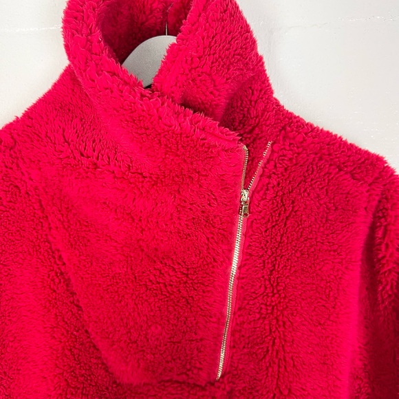 Talbots Plus fluffy pullover size 2X red teddy jacket top kangaroo pocket - Picture 2 of 6